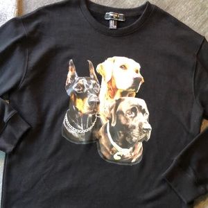 “Streetwear” style oversized mens crewneck with dog graphic on the front